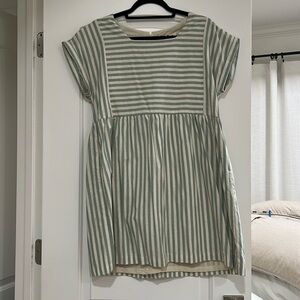 NWT Listicle green/ cream striped dress. Size large.